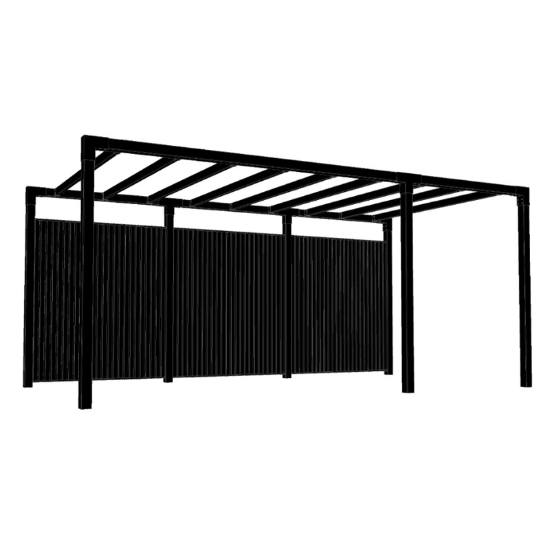 PLUS Pergola Arcade aus Holz, Schwarz RAL 9005, Modell 6, BxTxH 4860 x 2570 x 2170 mm