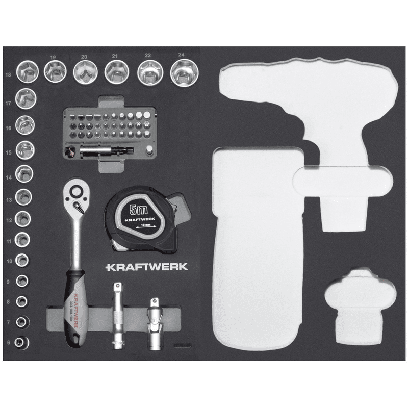 KRAFTWERK BASIC LINE Werkzeugkoffer B147, 3/8“ ohne Bohrschrauber mit Makita Einlage, 97-teilig