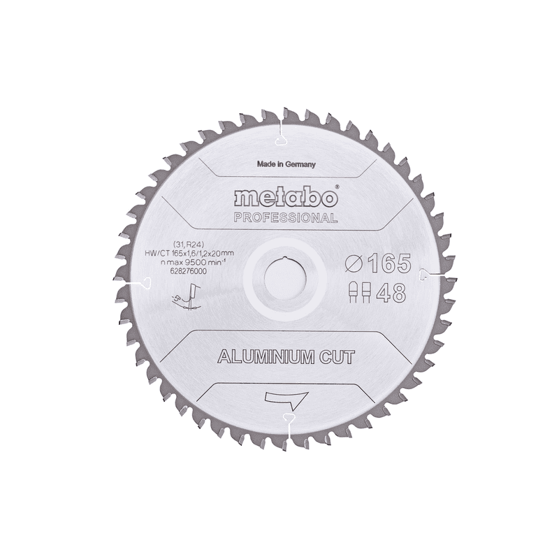 Metabo Kreissägeblatt "Aluminium Cut - Professional" 165 x 20 mm, Z48, FZ / TZ, 5° negativ