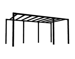 PLUS Pergola Arcade en bois, noir RAL 9005, modèle 5, L x P x H 4860 x 2570 x 2170 mm