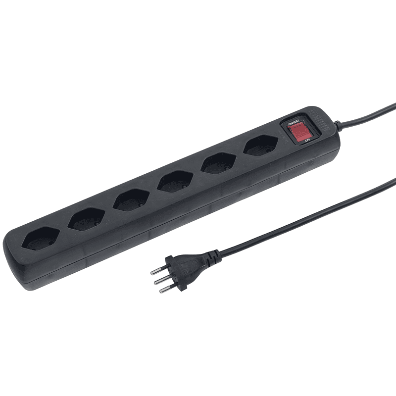 Steffen Steckdosenleiste POWER EASY, 6 x T13, mit Schalter, IP20, 1.5 m Kabel, in zwei Farben