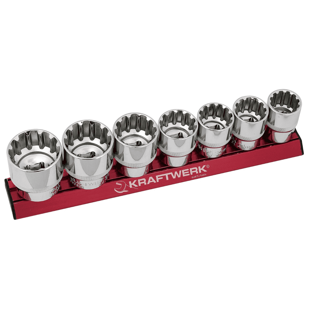 KRAFTWERK PRO LINE COMBI-Stecknuss-Satz MAGALU 1/2", 7-teilig, magnetische Aluminiumschiene