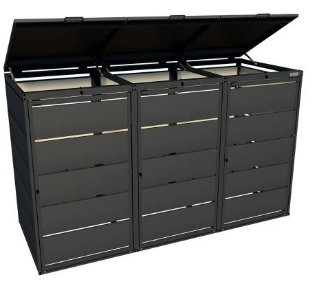 Abri pour poubelles de 240 litres, en acier galvanisé, RAL 7016, disponible en plusieurs modèles