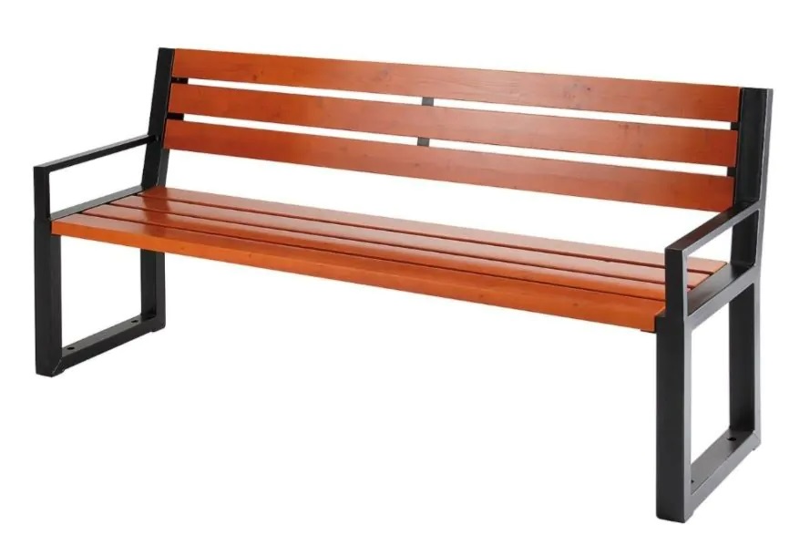 Parkbank-Hamburg aus Kieferholz, mit Rücken- und Armlehne, 1800 x 500 mm