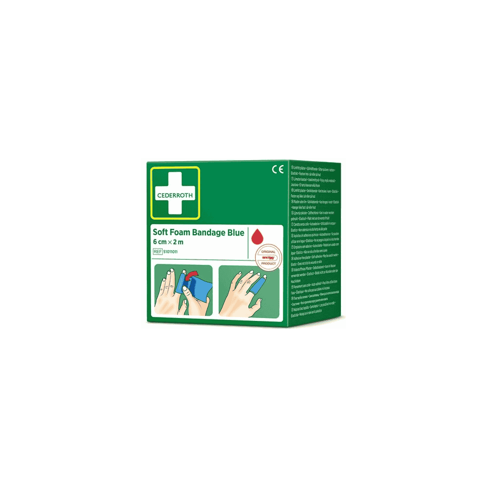 Bandage en mousse souple Bleu, Cederroth 51011011, 60 mm x 2 m