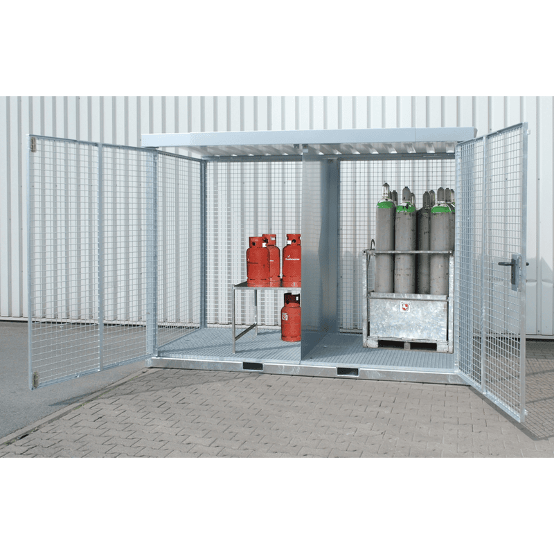 Box pour bouteilles de gaz type GFC-E/G avec plancher en caillebotis de différentes tailles