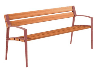 Banc public Minsk en fonte et bois, L x P x H 1800 x 570 x 800 mm, disponible en 4 couleurs