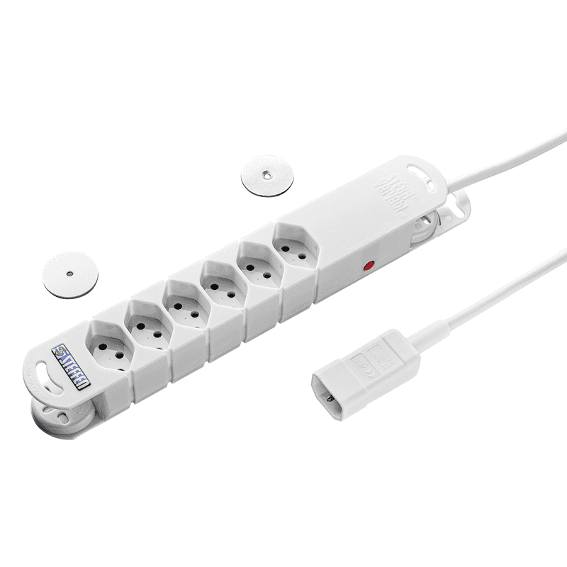 Steffen Steckdosenleiste VARIABL, 6 x T13 Steckdosen, mit Kaltgerätestecker C14 (T113), 3 m Kabel, in 2 Farben