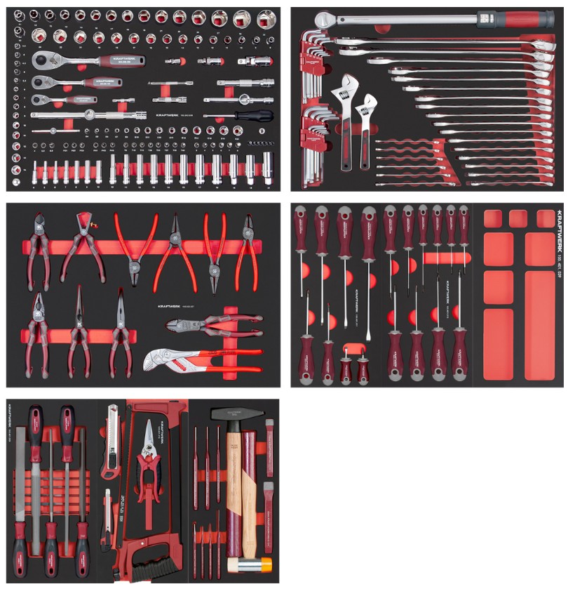 KRAFTWERK PRO LINE Werkstattwagen PT800 7 Schubladen, inkl. Werkzeug 242-teilig, BxTxH 800 x 479 x 1000 mm