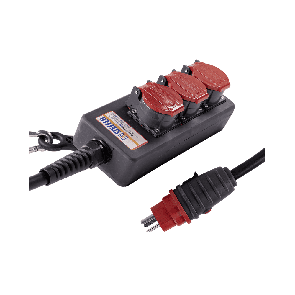 Steffen Multiprise PROFESSIONAL, prises de courant T25, 16 A, GdV 5 x 2.5mm², IP55, noir/rouge, différents versions