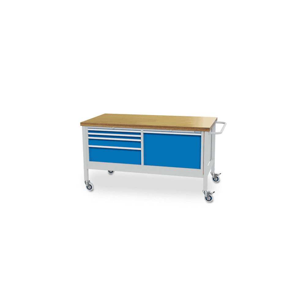 Bedrunka+Hirth Mobile Werkbank, R 24-24, 5 Schubladen und 1 Flügeltüre, BxTxH 1500 x 750 x 860 mm