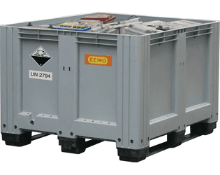 CEMO Altbatterie-Box aus HDPE, verschiedene Ausführungen, grau