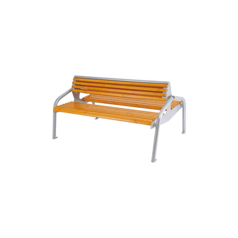 Banc double en bois et acier galvanisé à chaud 
