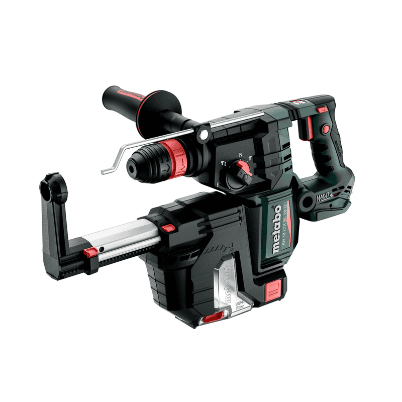 Metabo Akku-Hammer-Set KH 18 LTX BL 28 Q, 18 V (Solo) mit integrierter Staubabsaugung ISA 28 und metaBOX 185 XL