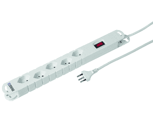 Steffen Steckdosenleiste VARIABL, 5 x T13 Steckdosen, mit Schalter und Haftmagnete, 3 m Kabel, weiss