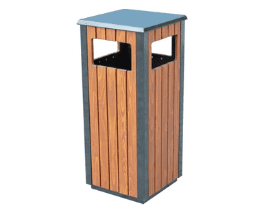 Poubelle rectangulaire de Madrid en aspect bois