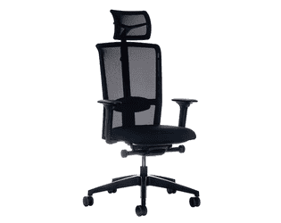 Chaise de bureau Interstuhl LX216 avec dossier en résille et accoudoirs 4D, noir