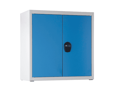 Niedriger Magazinschrank mit 26 Sichtlagerkästen