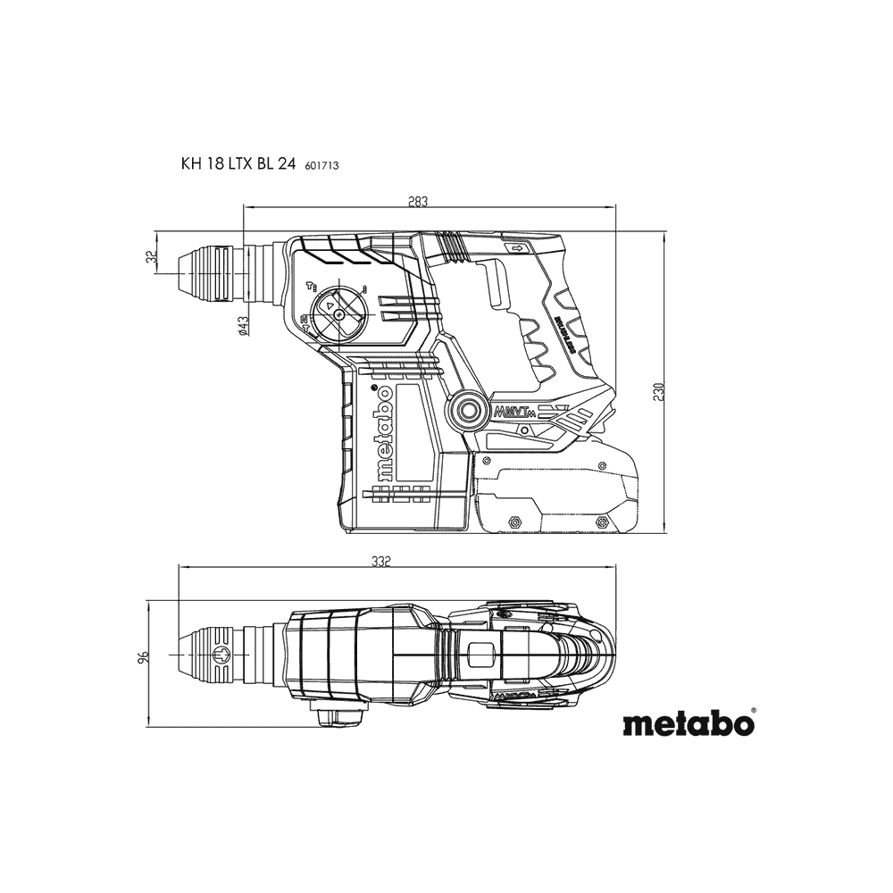 Metabo Akku-Hammer KH 18 LTX BL 24, 18 V in vier Ausführungen