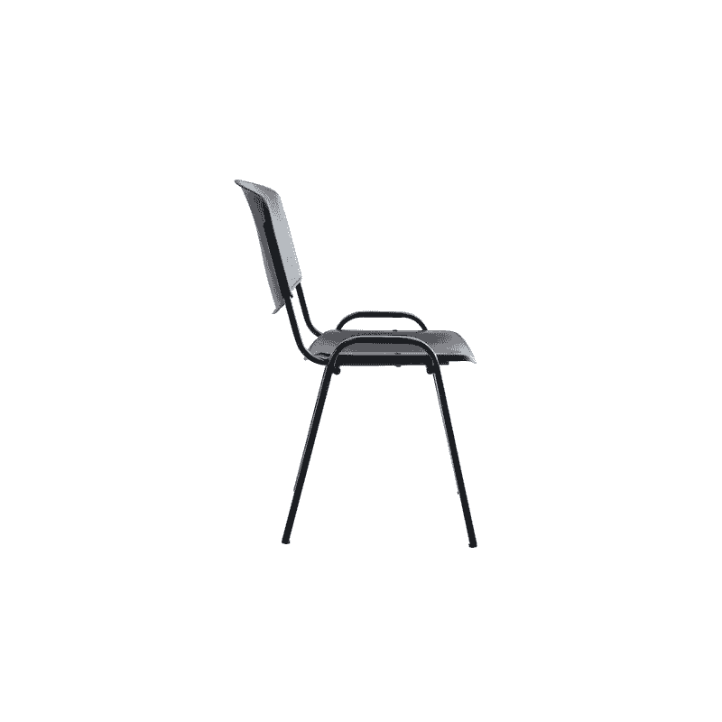 Chaise visiteur ARWS C10 en plastique, empilable, structure en acier thermolaqué, noir