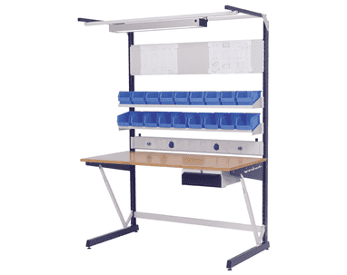 Bedrunka+Hirth Arbeitsplatzsystem workraster mit Multi-Wand-Aufbau, Unterhängeblock und Magnetwand, 1500 x 800 x 2070 mm