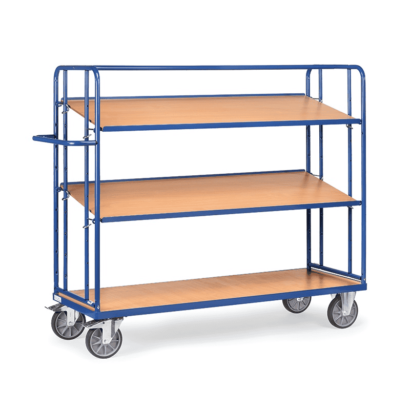 Fetra Chariot à plateaux réglables, capacité 500 kg, 2 plateaux libres, hauteur 1560 mm