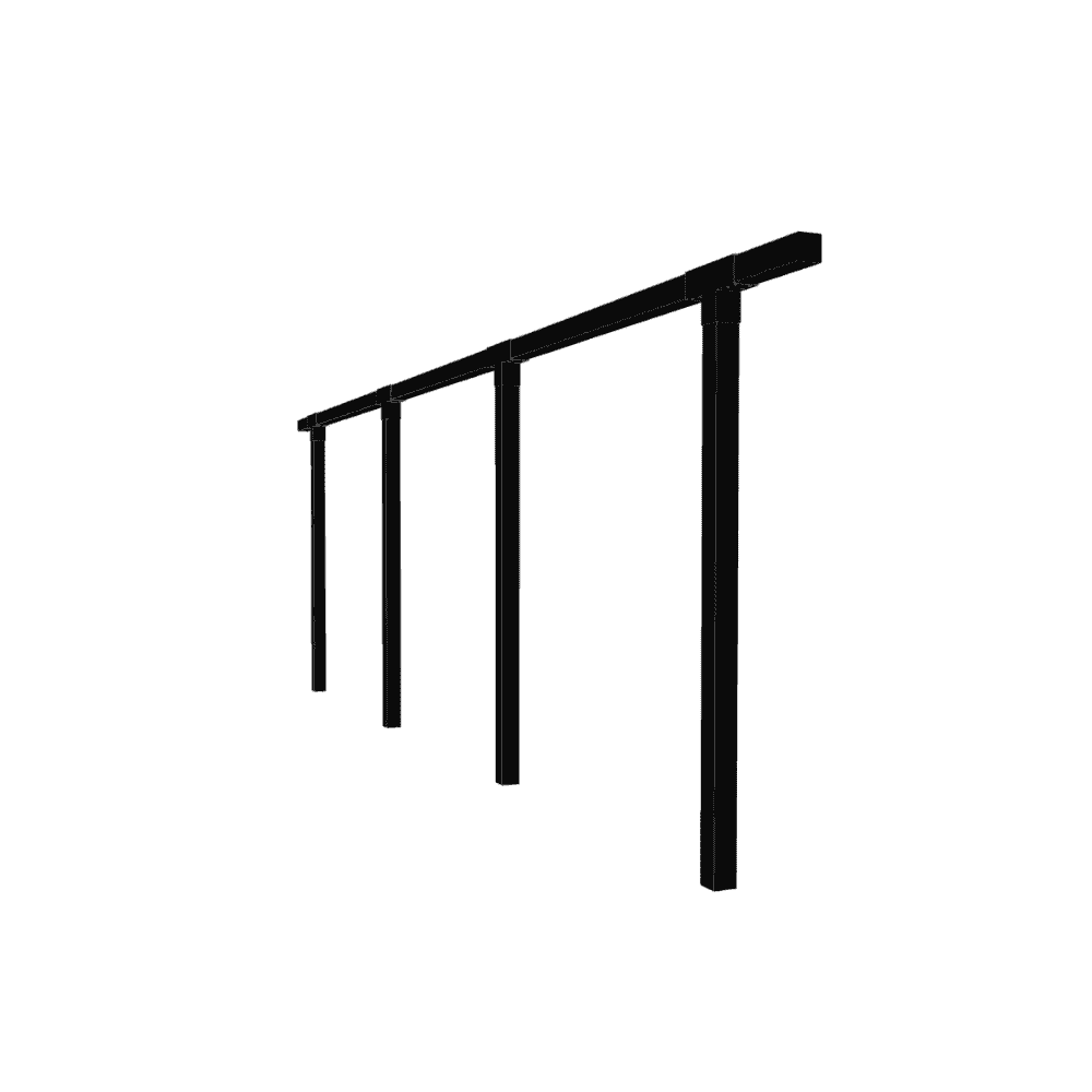 PLUS Pergola simple, noir RAL 9005, modèle 3, L x P x H 6640 x 90 x 2170 mm