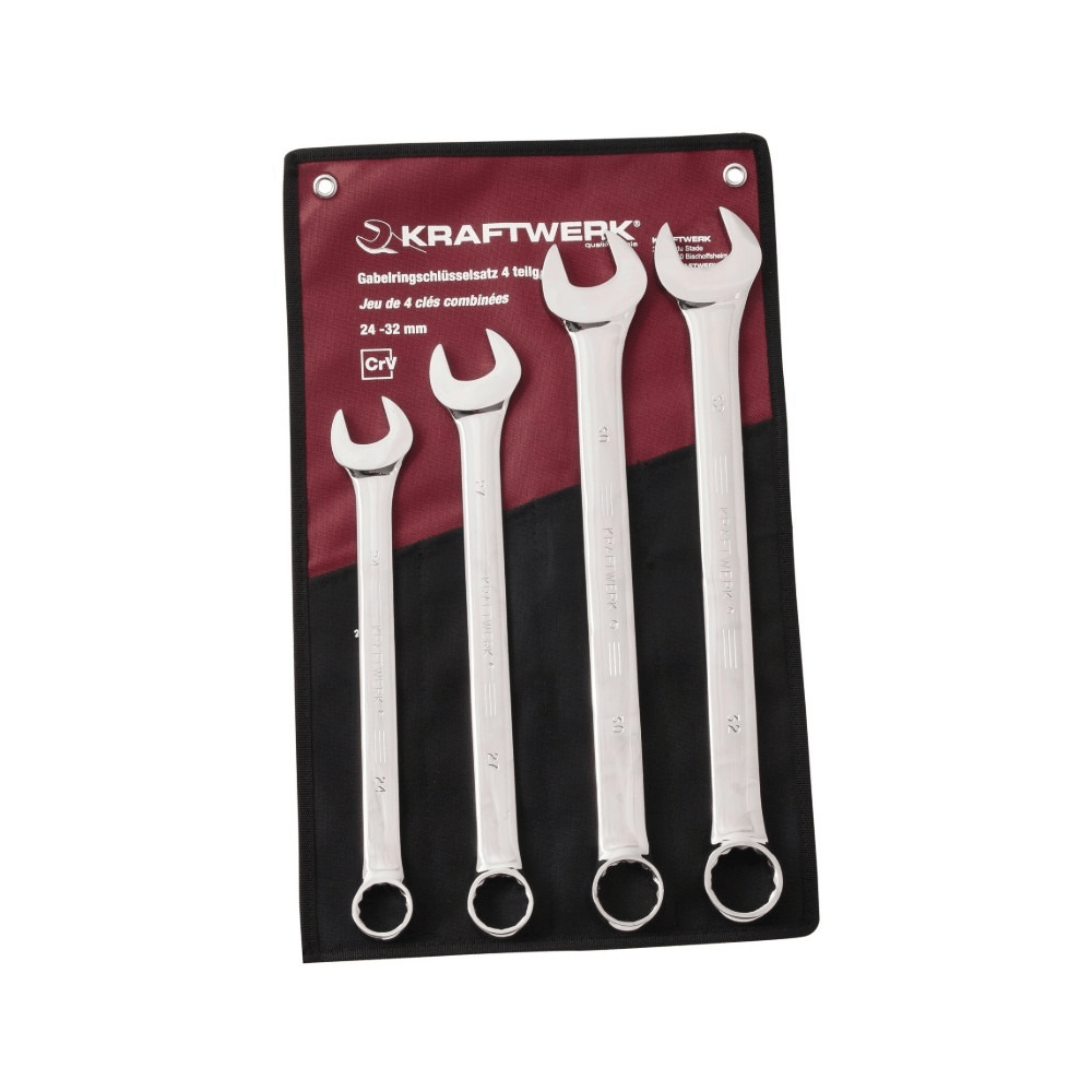 KRAFTWERK PRO LINE Ring-Maulschlüssel-Satz, 4-teilig, 24–32 mm, im Rolletui