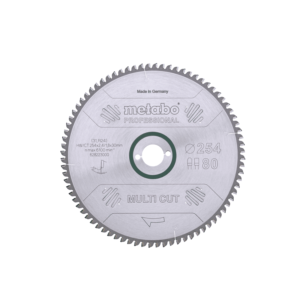 Metabo Kreissägeblatt "Multi Cut - Professional" 254 x 30 mm, Z80, FZ / TZ, 5° negativ