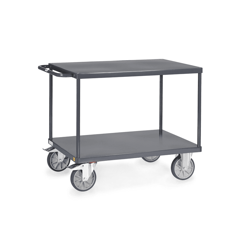 Fetra ESD-Tischwagen mit Stahlblech-Plattformen bis 600 kg, mit 2 Böden, schiefergrau RAL 7015