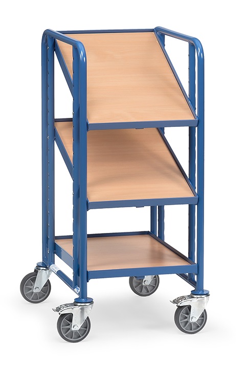 Fetra Chariot pour bacs européens avec 3 plateaux en bois, en 2 tailles