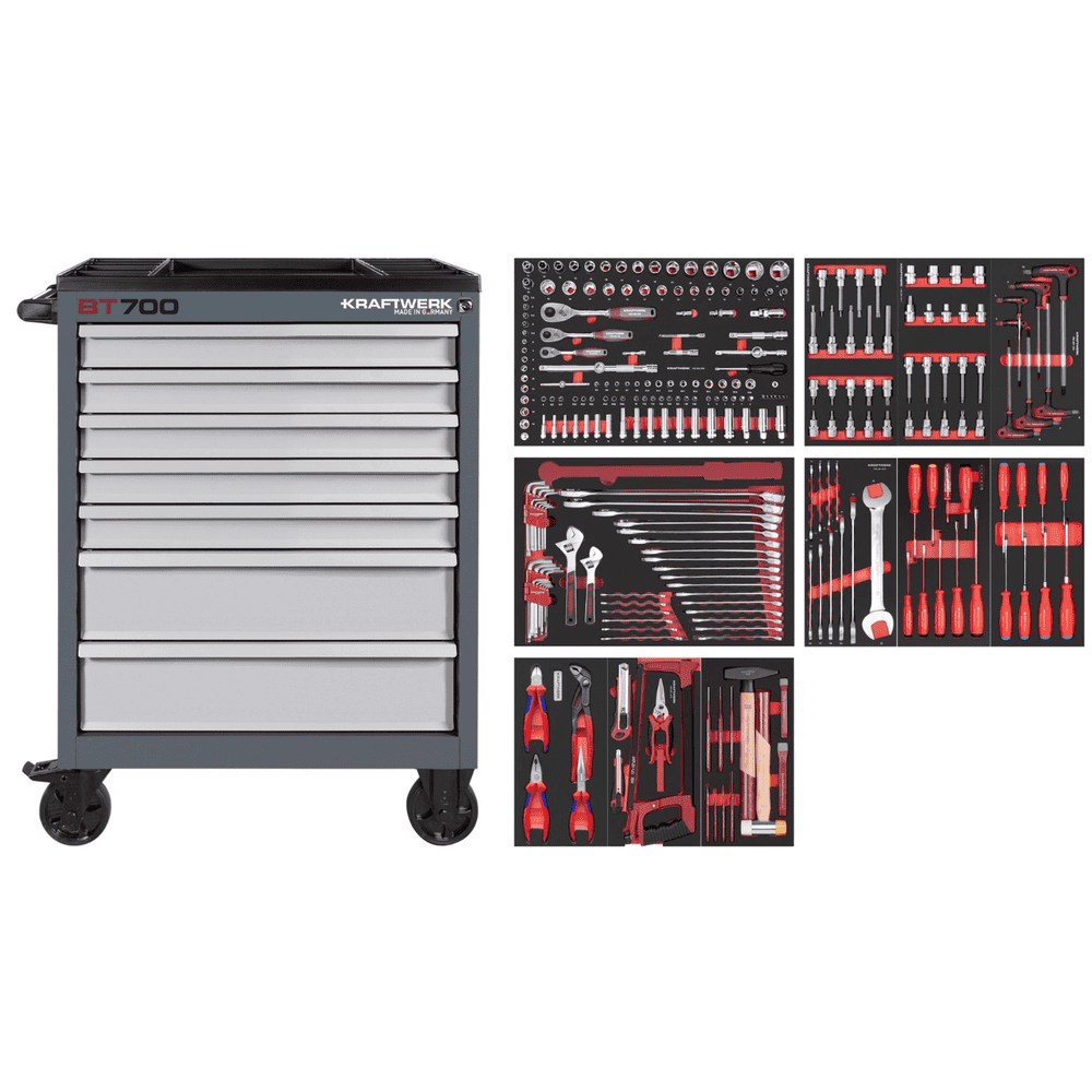 KRAFTWERK BT700 Werkstattwagen, 7 Schubladen, PRO+PB+KNIPEX, inkl. Werkzeug, 284-teilig