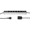 Steffen Steckdosenleiste ALU MODULAR SILVER, 6 x T13, 10 A, IP20, 3 m Kabel mit externem Kabelschalter, silber/schwarz