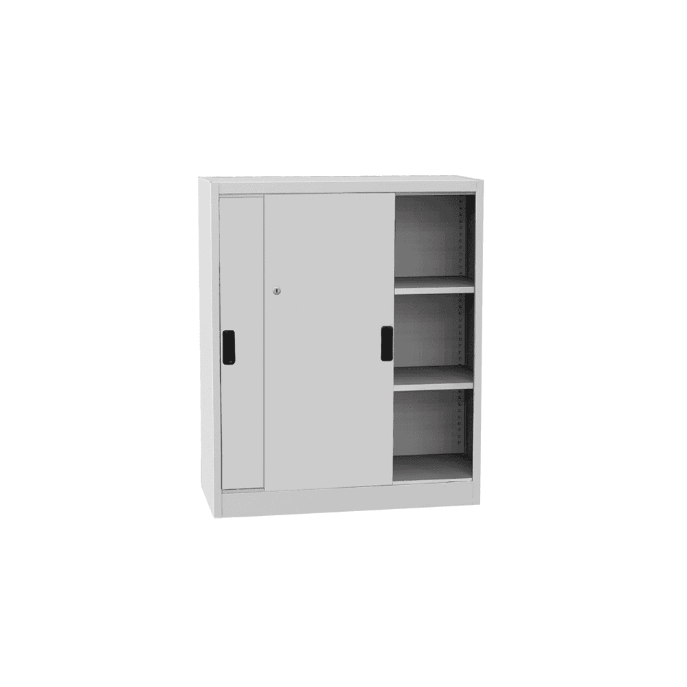 Universalschrank abschliessbar, mit zwei Schiebetüren, RAL 7035