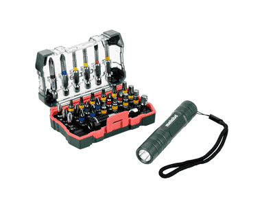 Metabo Bit-Box Promotion, 29-teilig und Mini-Taschenlampe