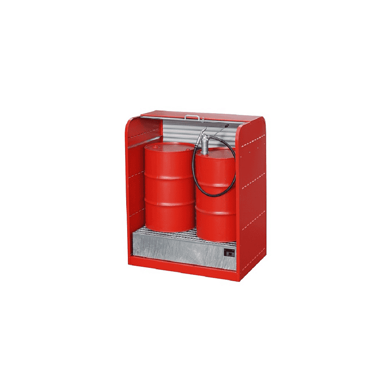 Gefahrstoff-Rollladenschrank TYP RSG - 2x 200 Liter Fässer - rote Farbe