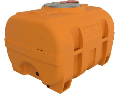 CEMO Fût en PE de forme valise, orange, de 600 à 3000 litres, sans cloison anti-ballottement