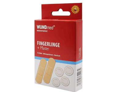 Fingerlinge + Pflaster, WUNDmed, 02-102, Packung mit 12 Stück