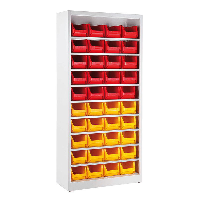 Magazinschrank mit 40 Sichtlagerkästen
