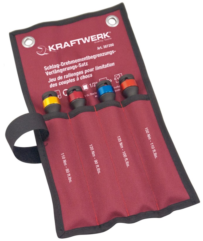 KRAFTWERK Schlag-Drehmomentsbegrenzungs-Satz, 1/2", 4-teilig, BxTxH 40 x 200 x 40 mm