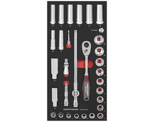 KRAFTWERK PRO LINE EVA Steckschlüssel-Einlage 3/8”, LxB 200 x 400 mm, 32-teilig