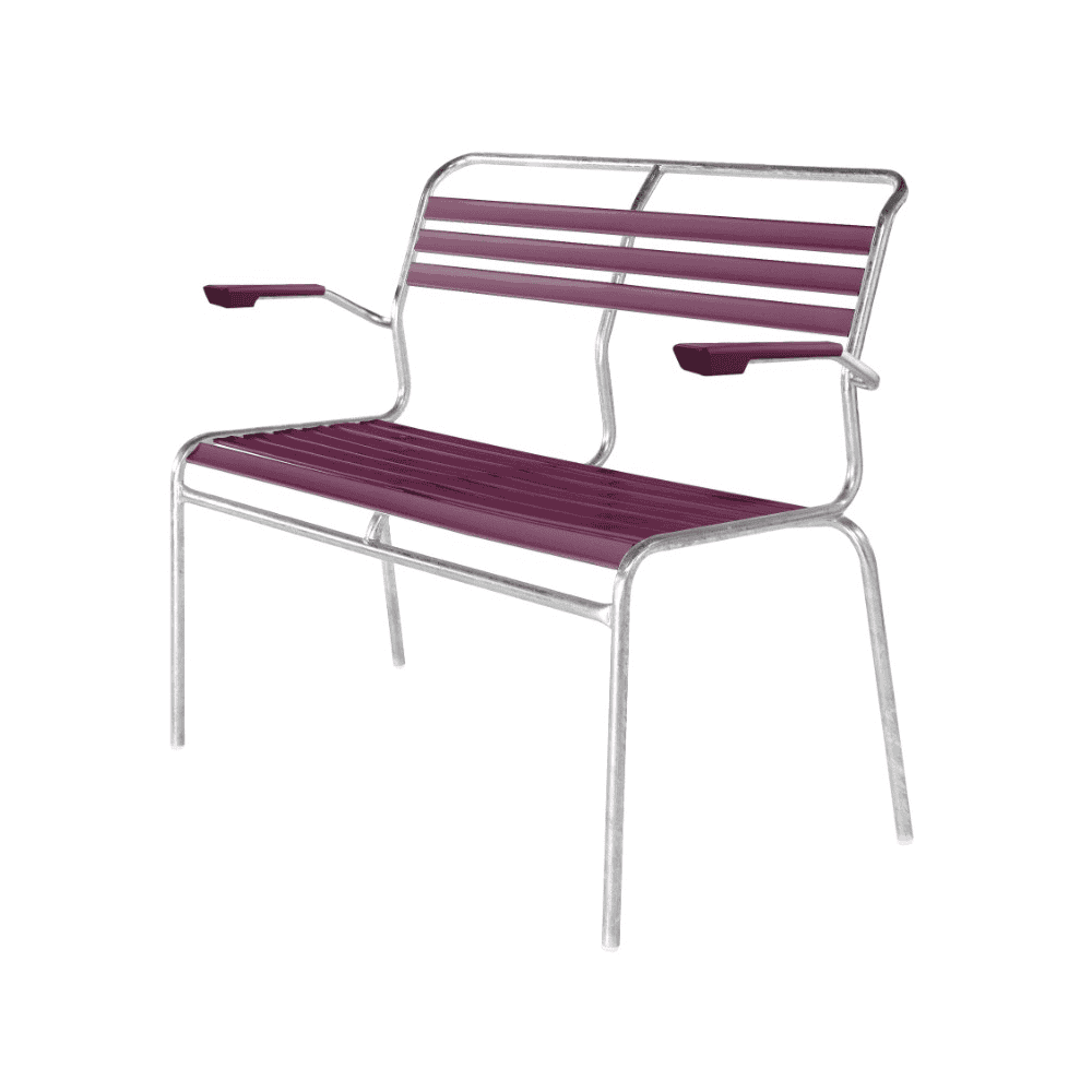 Schaffner SÄNTIS banc avec lattes, structure en tube d'acier galvanisé à chaud, disponible en plusieurs versions