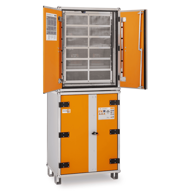 Cemo Akku-Lagerschrank 8/20 LockEX 2.0, mit Füssen, zur Lagerung von Lithium-Batterien, 800 x 660 x 2130 mm