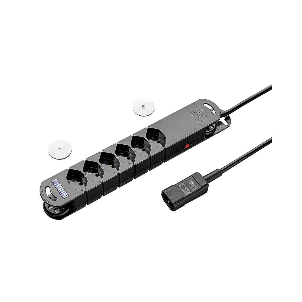 Steffen Steckdosenleiste VARIABL, 6 x T13 Steckdosen, mit Kaltgerätestecker C14 (T113), 3 m Kabel, in 2 Farben