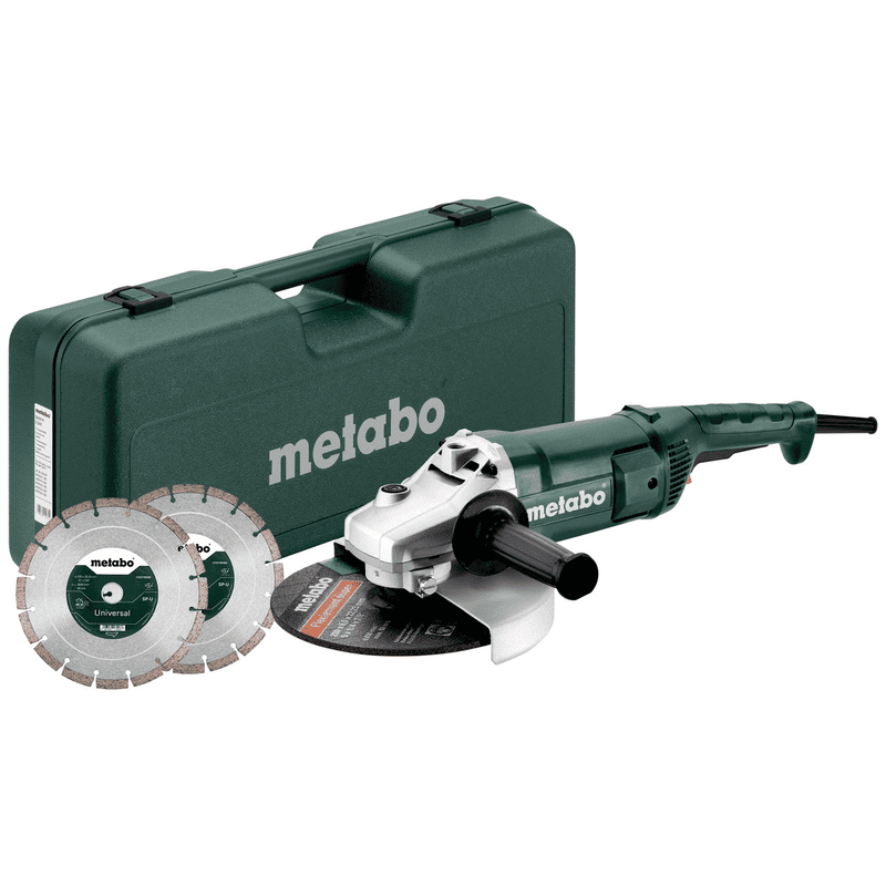 Metabo Winkelschleifer Set WE 2200-230, 2200 Watt, mit Kunststoffkoffer und 2 Diamanttrennscheiben