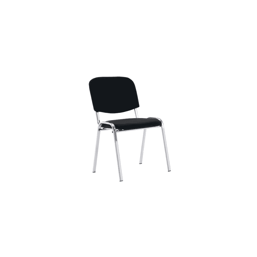 Chaise visiteur Arws C20 en tissu avec piètement chromé, empilable, noir