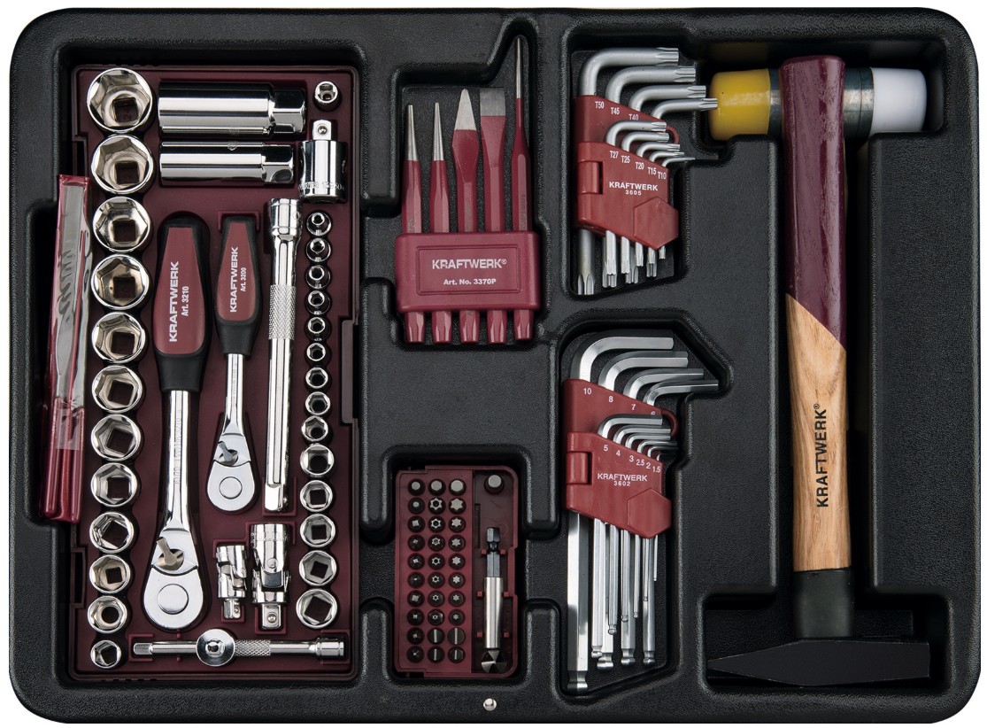 KRAFTWERK PRO LINE ABS Profi-Werkzeugkoffer P300, 186-teilig, 1/4" + 3/8", komplett-Werkzeugset