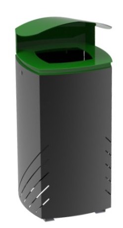 Poubelle MIELEK M en acier, 80 litres, couvercle rabattable verrouillable, L × P × H 410 × 410 × 920 mm