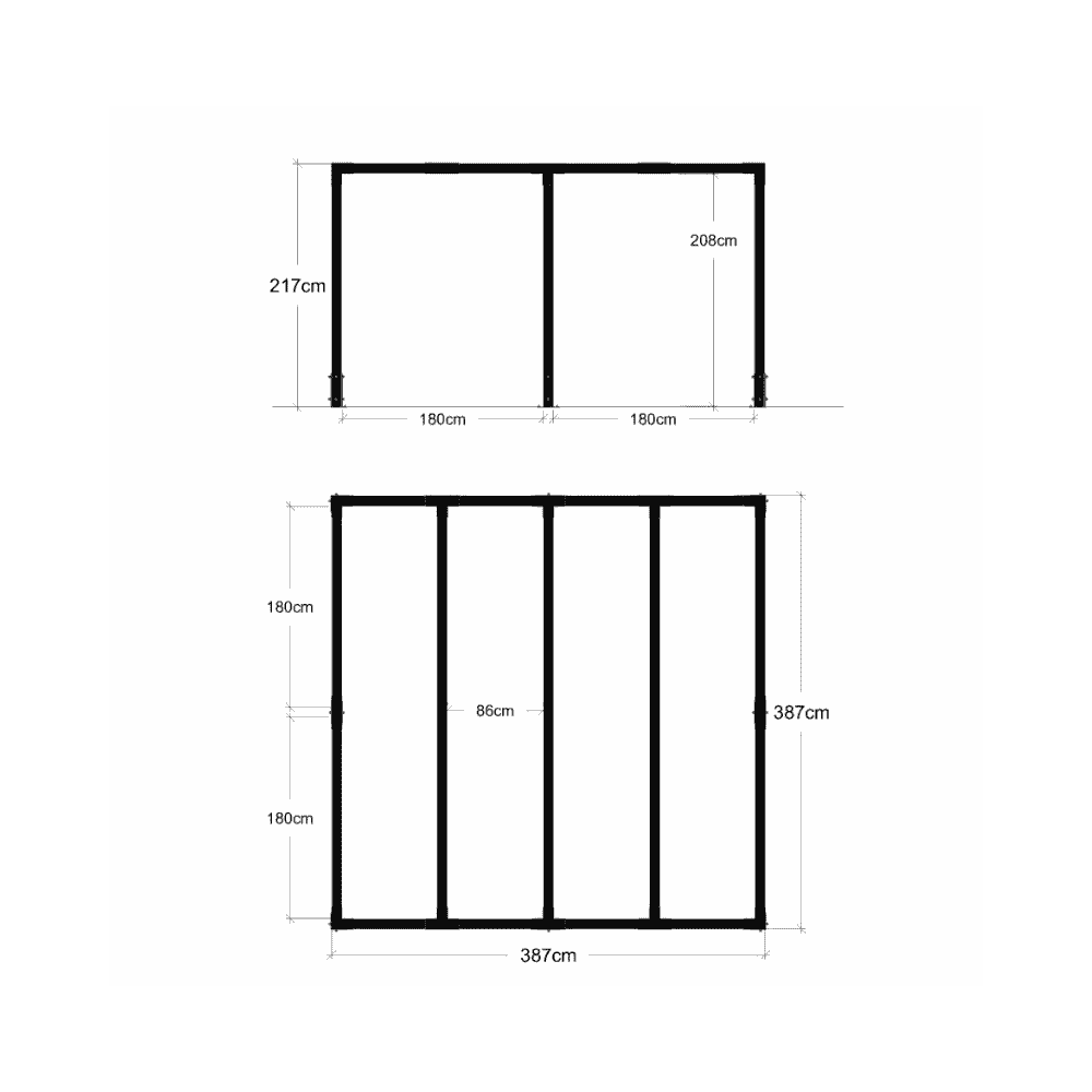 PLUS Pergola Cubic en bois, noir RAL 9005, L x P x H 3870 x 3870 x 2170 mm