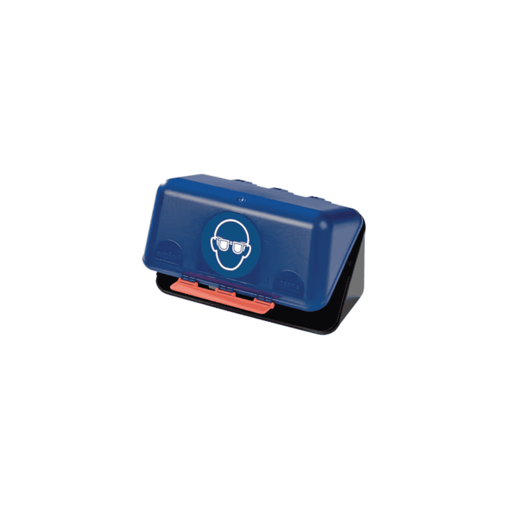 Boîte de rangement pour lunettes de protection, L236xP122xH120 mm, bleu